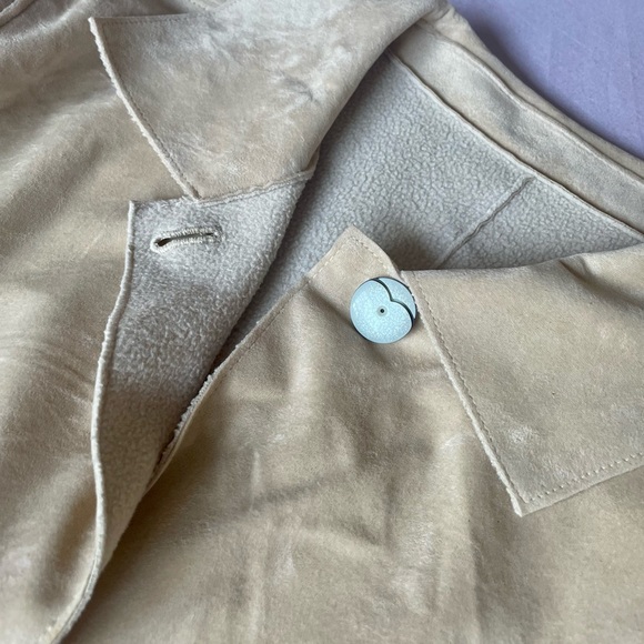 Casual mid-length coat collared outside velvet inner fleece woman size Small - Picture 3 of 3